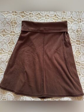 Vintage Lucy Love Brown Fold-Over Waist A-Line Skirt
